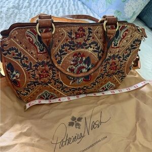 Patricia Nash Angelin Tan Embroidered Floral Bag